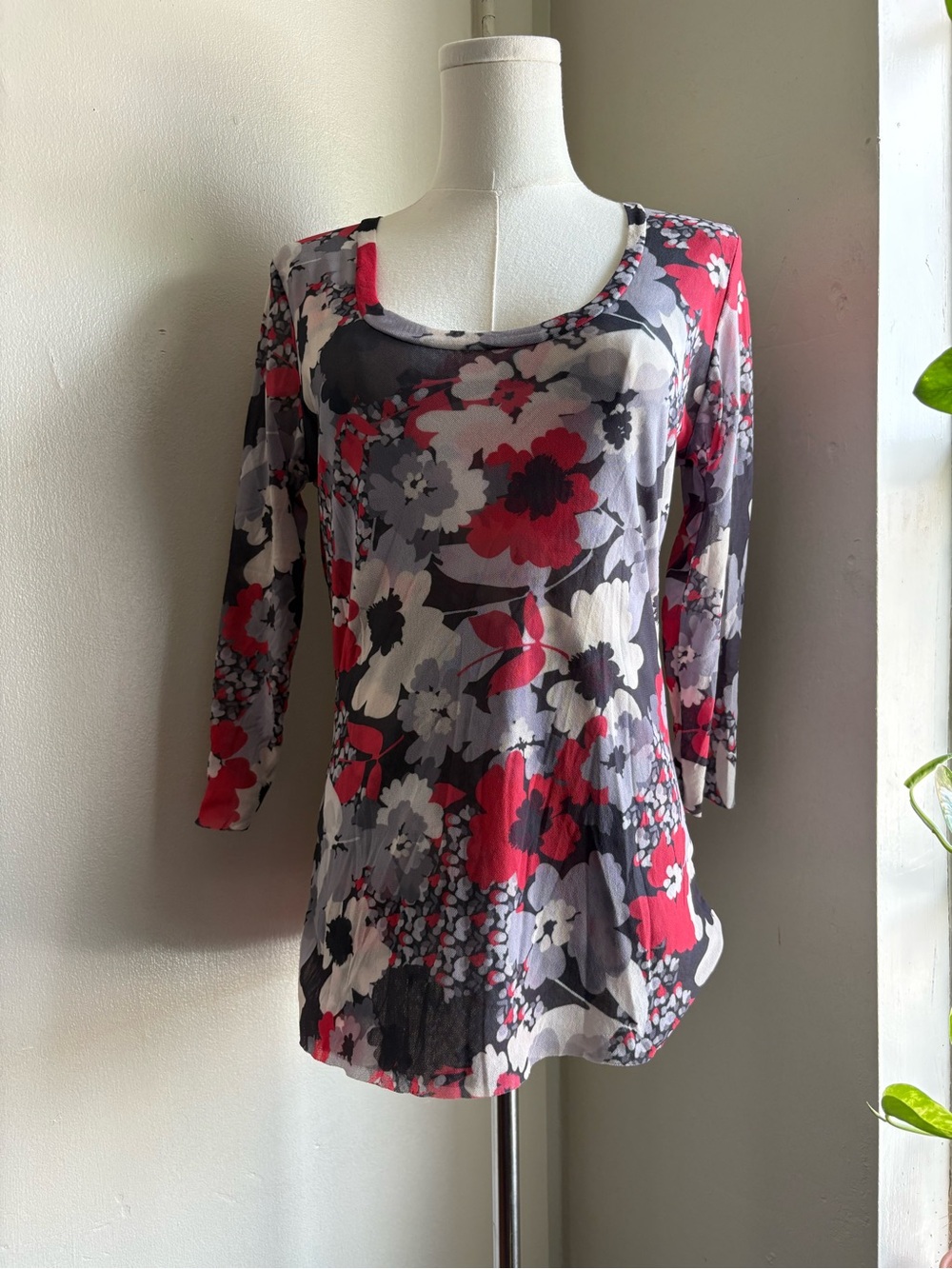 lucy + fiona y2k floral mesh shirt